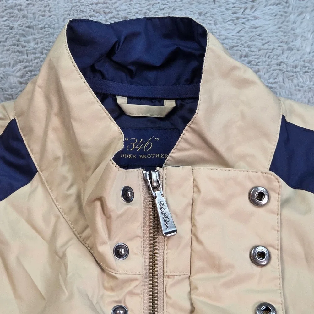 VTG Brooks Brothers 346 Bomber Jacket Harrington Mens XL Windbreaker Tan Blue